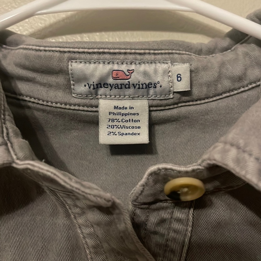 Vineyard Vines Women Utility Shirt dress, grey, size 6.